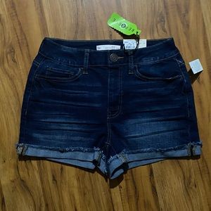 SO Juniors High Rise Curvy Cuffed Shortie Blue Jean Shorts Size 5/27W